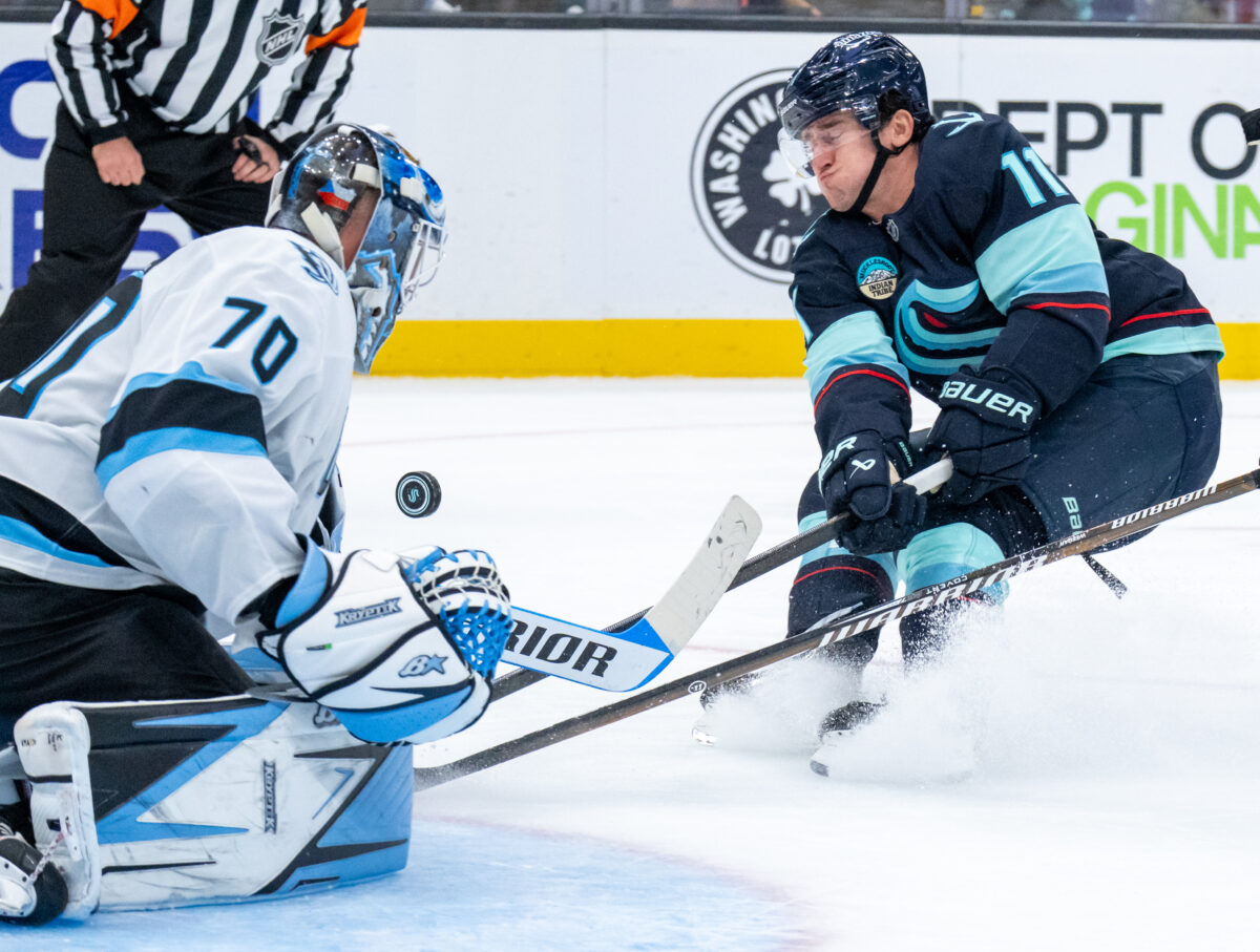 Samoskevich late goal lifts Kraken over Mammoth 5-3 on Thursday